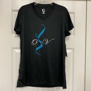 GTM Sportswear v- neck graphics T-shirt Ladies size L